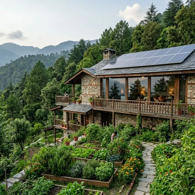 Sustainable boutique stay in Mukteshwar using natural materials