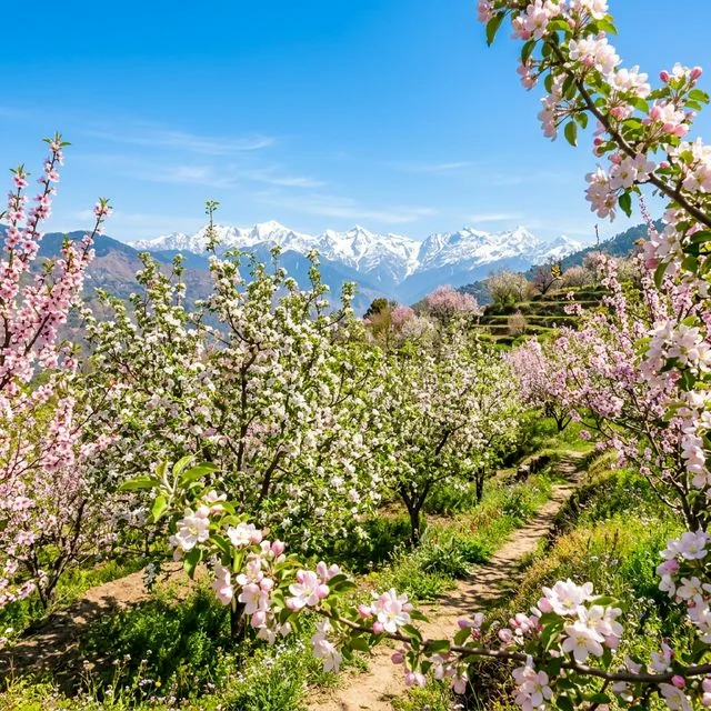 Fruit blossoms in Mukteshwar during spring