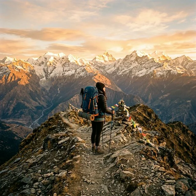 Backpacker exploring Mukteshwar