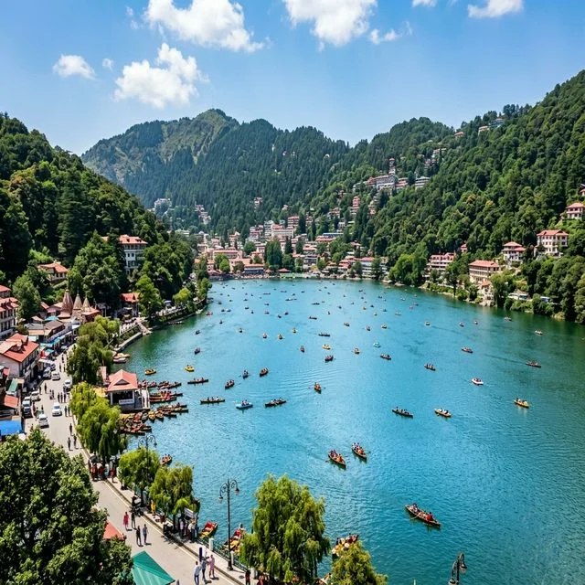 Panoramic view of Naini Lake in Nainital